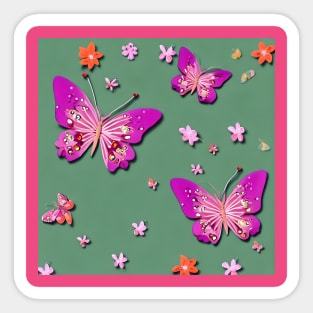 Pink Butterfly Design Sticker